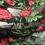3D Rose Flower Embroidered Mesh Wedding Lace Fabric By The Yard For Women Dress