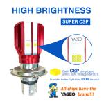 Lumen 1800lm YAYE Motorcycle Headlight Bulb 2 Side Emitting CSP AC/DC8-80V H4