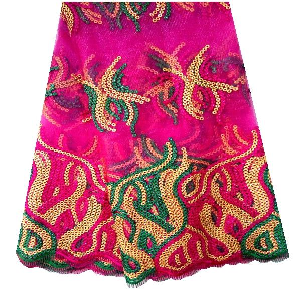F50283 51-52" width customizable embroidery sequin african net lace fabric for