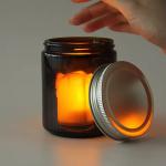 8oz Wide Mouth Amber Straight Side Round Glass Candle Jar With Lids
