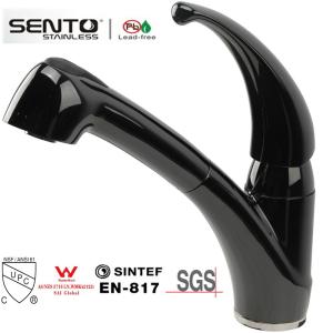 Wholesale Sento single handle flexible hose water mixer pull out kitchen faucet with black colour from china suppliers