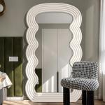 White Wavy Full Length Mirror 71x32 Arched Mirror For Bedroom And Living Room