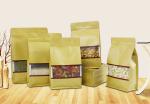 stand up zip pouch brown Kraft paper bags dried food packaging bags with window