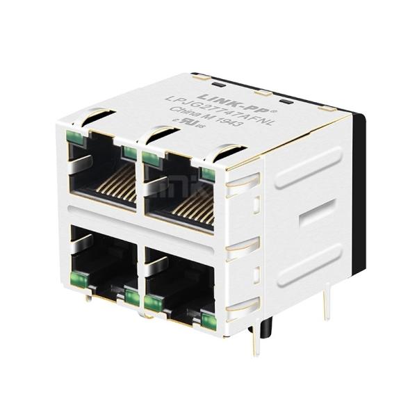 LPJG27747AFNL 10/100/1000 Base-T Green/Yellow LED 2x2 Port Cat6 RJ45 Modular