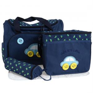China 4 Pcs/Set Baby Diaper Nappy Bag Mummy Changing Mat +Bottle Holder Handbag Set on sale