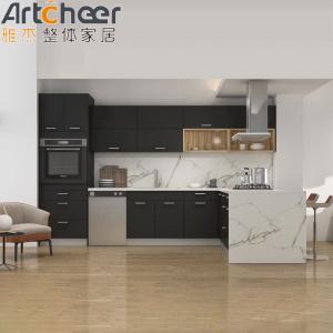 Wholesale Minimalistic Design Grey Solid Wood Kitchen Cabinets with Imported Quartz Stone Top from china suppliers