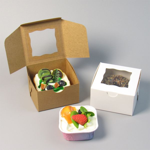 3-inch Cake Packaging Box With Window, One-piece Folding Cookie And Biscuit Square Packaging Box