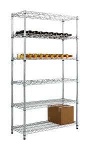 Wholesale 6 Layer Angled Shelf Unit Metal Wire Wine Rack Shelving 60 Bottles 18 Inches Wide from china suppliers