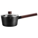 PFOA Free 18cm Black Aluminium Milk Pan / Pot 1.15KG With Tempered Glass Cover
