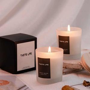 China Home Birthday Wedding Atmosphere Luxury Glass Soy Wax Glass Jar Scented Candles With Lid on sale