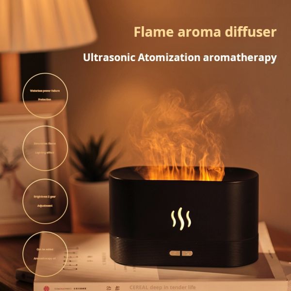 Simulated Flame Aromatherapy Diffuser Home Bedroom Humidifier Essential Oil Atomization Ambient Sleep Light