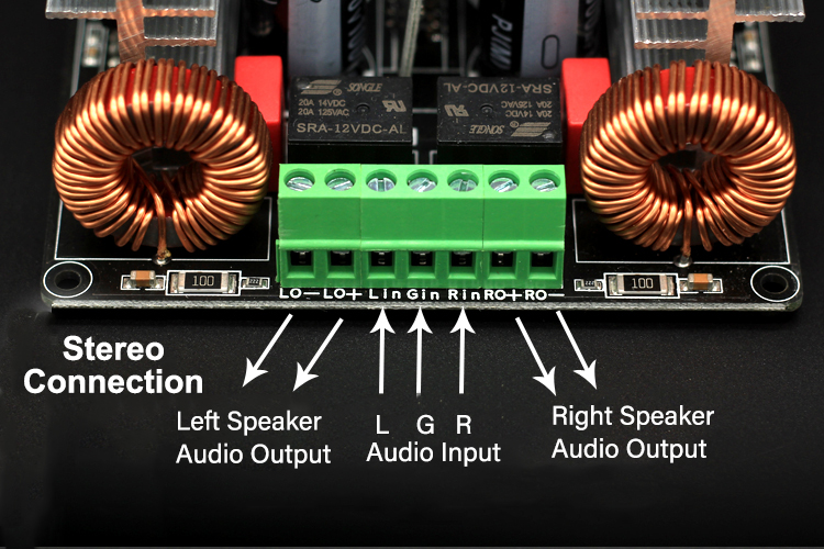 2x600W Stereo Digital Power Amplifier Board AC DC Converter with Switching Power Supply Bridged Speaker Protection Board Mount