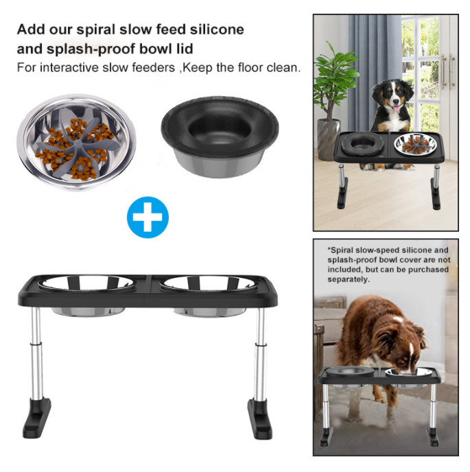 Elevated Double Raised Dog Bowls Dog Bowl And Adjustable Food Height