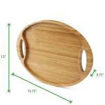 Soild Bamboo Serving Platter Coffee Tea Dessert Tray With Handle