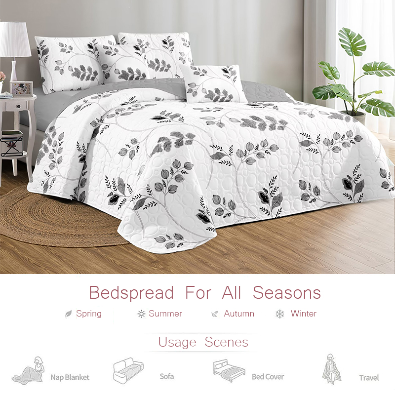 Customized Homeuse Bedroom Quilt Bedding Set with Ultrasonic Stitching Technology