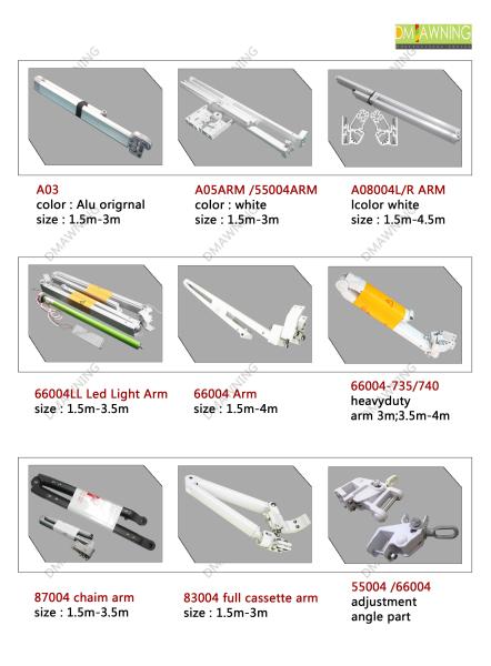 Outdoor Retractable Awning Hardware Aluminium Retractable Awning Arms
