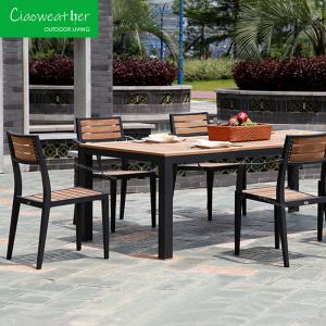 Wholesale Outdoor Furniture Modern Teak Wood Dining Table And Chair Set Aluminum Patio Garden Set for Courtyard Design Style Modern from china suppliers