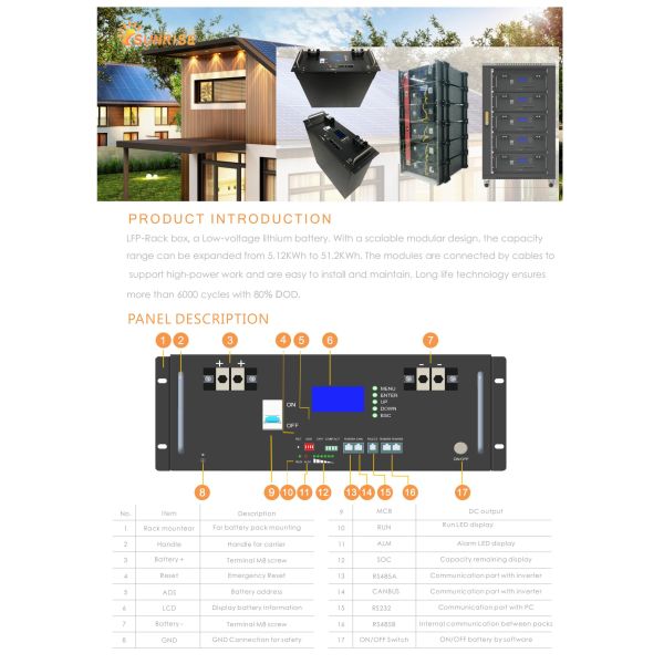 TH-51100-R 10kwh Stackable Rack Mounted Lithium Ion Battery Module for Solar Storage