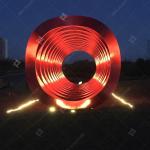 Large Stainless Steel Light Sculpture With Red Painted Surface For Outdoor