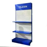 fully customized red colour logo gondola shelving cosmetic shops