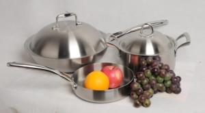 Wholesale Tri-ply cookware SHONLI-F-09,wok,frying pan with saucepot,thickness 2.5mm from china suppliers