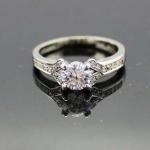 Sterling Silver Engagement Ring with 5mm Round Blue Topaz Cubic Zirconia(F40)