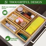 Luxury Bamboo Drawer Organizer - Multifunctional Drawer Organizer for Kitchen,