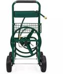 Heavy Duty Water Garden Hose Reel Cart with Basket Stainless Steel and