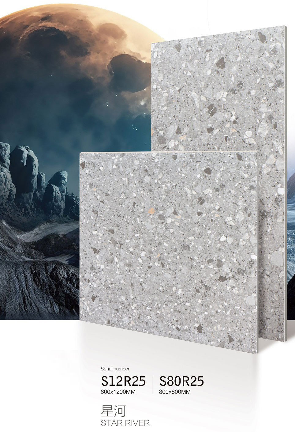 Light Gray 60x120cm Outdoor Terrazzo Floor Durable Porcelain Decoration Tiles For Backyard