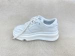 Women white sneakers with thick soled and breathable mesh upper genuine leather
