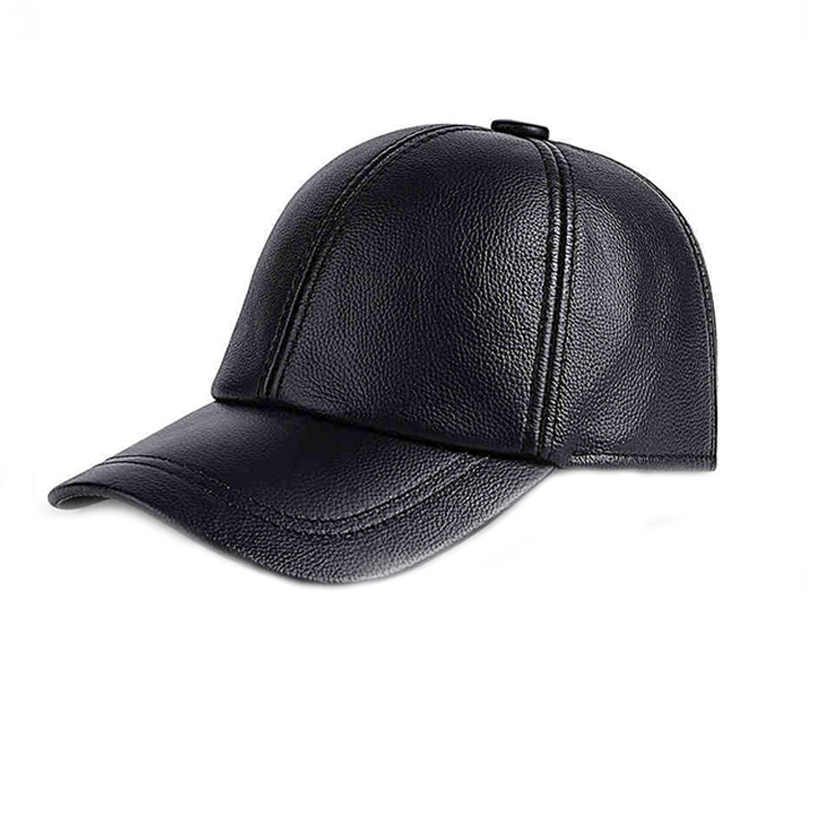 Leather baseball cap Custom high quality curve  6 panel fitted hat