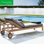 Outdoor Pool Deck Sun Beds Teak Wood Garden Sunbed Loungers with Luxury