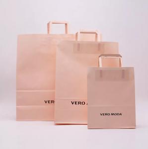 China ODM Pink Kraft Paper Bag Biodegradable Patch Handle Bag ISO9001 on sale