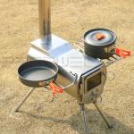 Camping 304 Stainless Steel Wood Burning Stove with Chimney Strong Pressure