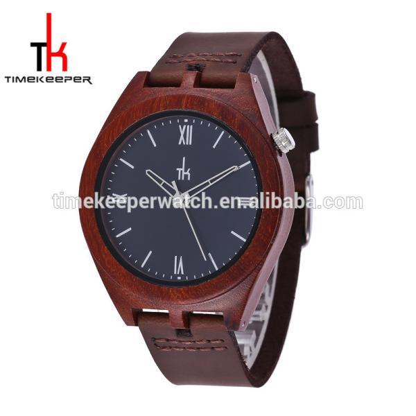 Made out of Red sandal wood 100% nature wooden case with custom dial leather