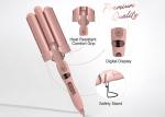 LCD Temperature Display Three Barrel Hair Waver for Beachy Frizz Free Waves