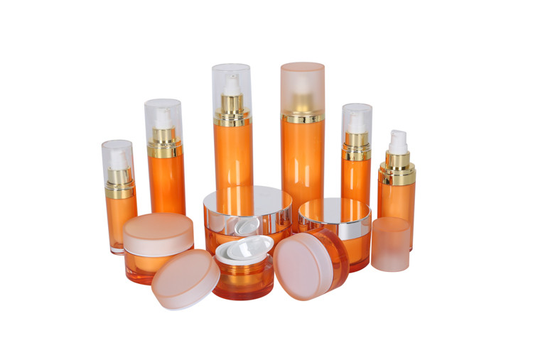 Cylindrical Cosmetic Packaging Personal Skincare Acrylic Lottle Sets 6pcs 15/30/50/100/120ml Facial Lotion Serum Bottle