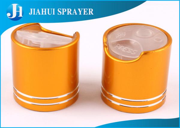 Various Size Plastic Flip Top Caps Gold Or Lucency Non Spill With Customized
