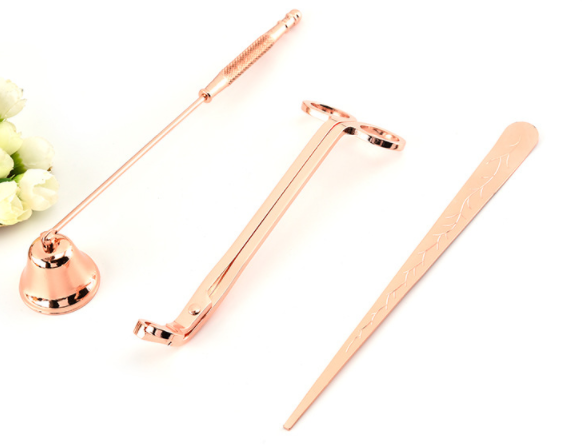 Candle Wick Trimmer Candle Snuffer & Candle Accessory Set Rose Gold