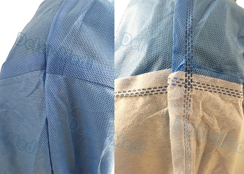 Delta Disposable Hospital Gowns , SMS Fabric Reinforced Surgical Gown Fluid Resistant at critical area
