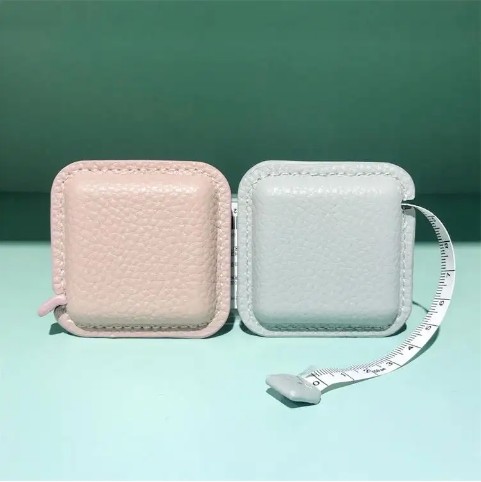 Wholesale Sewing Tape Leather Custom Square Mini PU Leather Tape Measure Portable Cute Retractable Tapeline