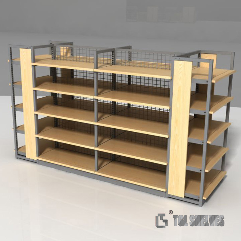 Economic Rolling Gondola Display Shelving TGL Cold Rolled Steel Material