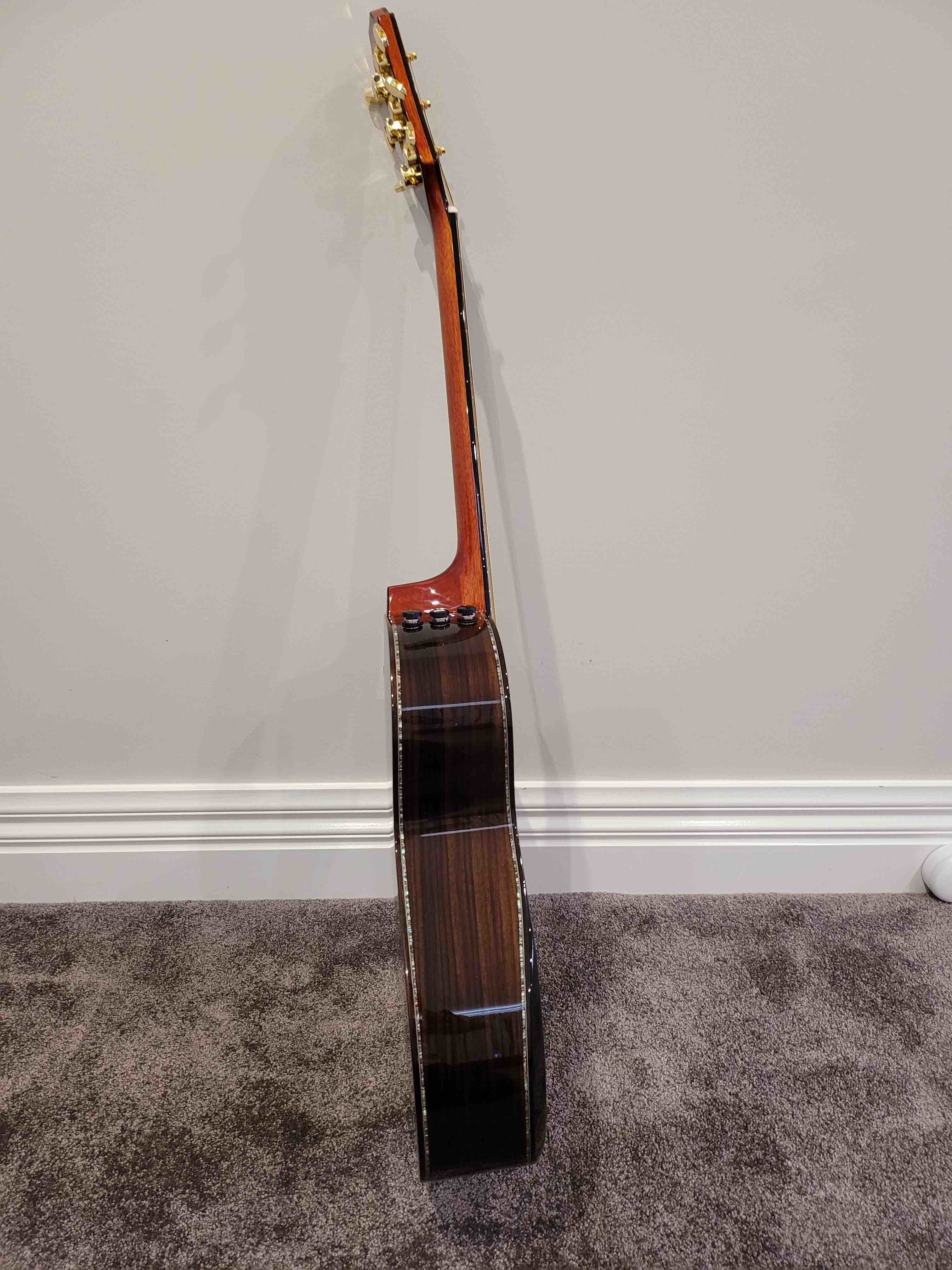 Custom All Solid KOA Wood Acoustic Electric Guitar Real Abalone Binding Ebony Fingerboard Rosewood Back Side Cutaway Arm