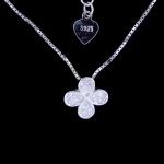 3D Heart Shaped Necklace Cross Chain And Hanging Zircon Shining Stone Sterling