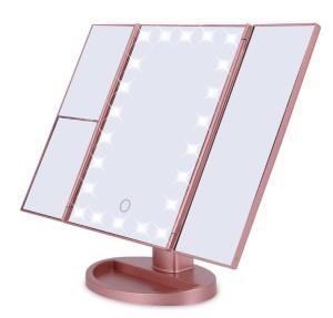 Wholesale Tri Fold LED Makeup Mirror desktop Vanity Mirror USB for Power Cosmetic Mirror from china suppliers