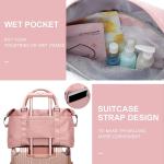 Large Size Pink Waterproof Weekender Overnight Travel Bag With Wet Pocket