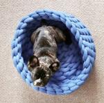 Lucky Monet Cotton Knitted Cat Bed Basket Warm Soft Woven Cat Nest Cozy Cuddler