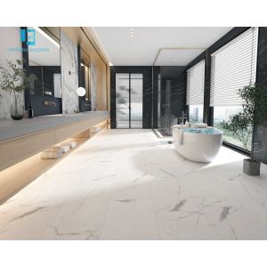 Buy cheap SPC Carrara Marble Vinyl Flooring 5.0mm UV Coated Interlocking from wholesalers