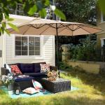 Patio Umbrellas, Outdoor Market Large Umbrella wirh Base, Rectangle Long Double