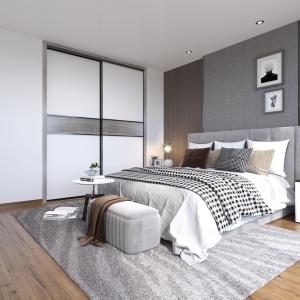 Wholesale Factory Matt Grey Modern Sliding Door Wardrobe 180cm E1 Standard Chipboard from china suppliers